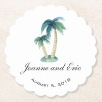 BEACH THEME PALM TREE wedding pub custom coaster