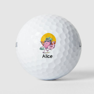 Beach Theme Pineapple on Sun set with Name Golf Balls