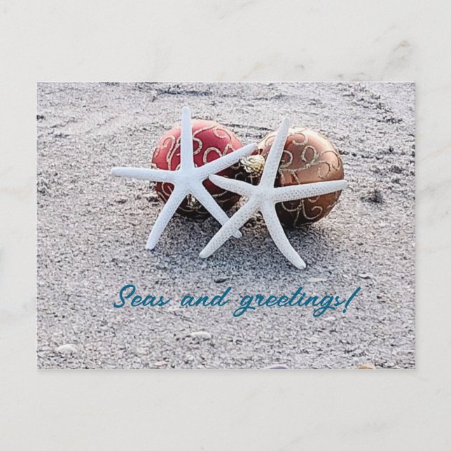 Beach theme Post Card with Starfish and Ornaments (Front)
