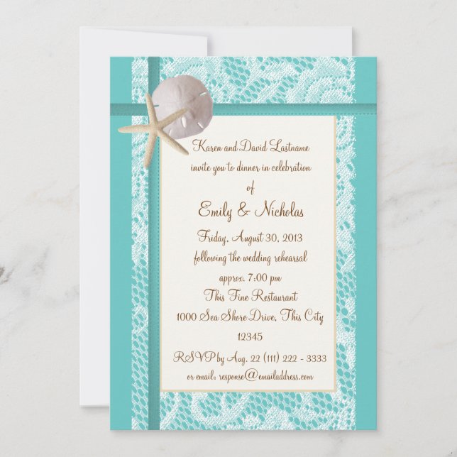 Beach Theme Rehearsal Dinner Invitation (Front)