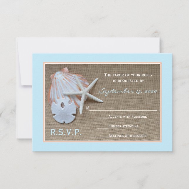 Beach Theme RSVP Wedding Invitation (Front)