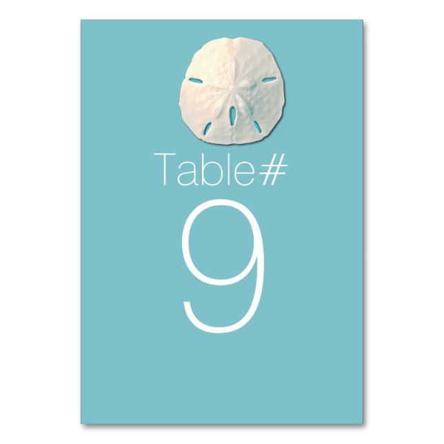 Beach Theme Sand Dollar Wedding Table Number (Back)