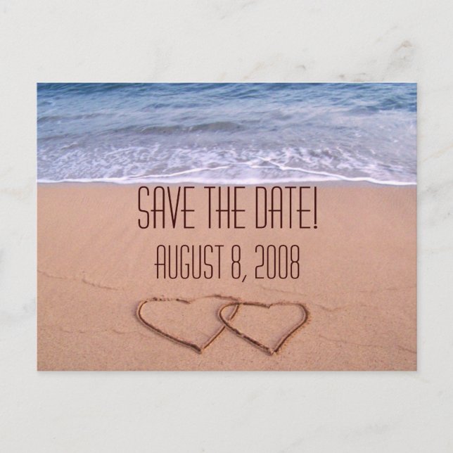 Beach theme save the date announcement postcard (Front)
