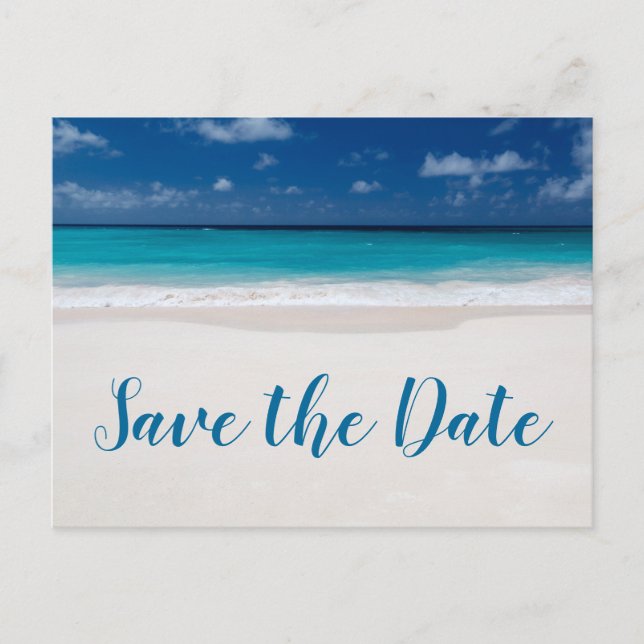 Beach Theme Save The Date Announcement Postcard (Front)