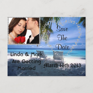 Beach Theme Save The Date Picture Postcard  BLING