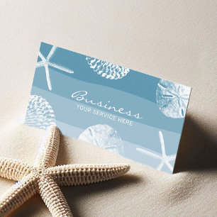 Beach Theme Seashells Elegant Shades of Blue Business Card