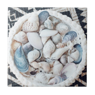 Beach Theme Shells Carpet Texture Basket Tile