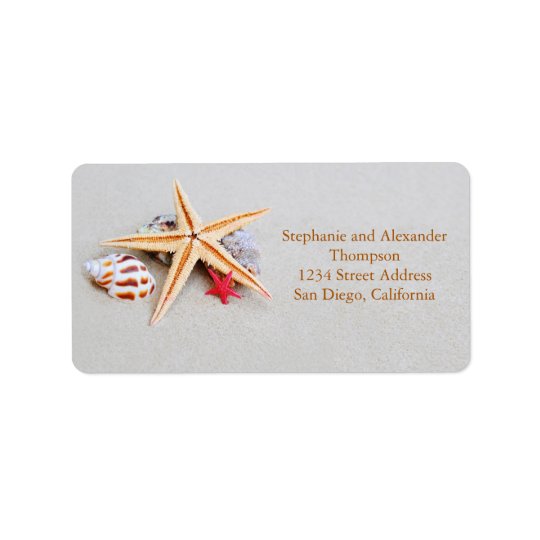 Beach Theme Starfish and Seashell Address Label