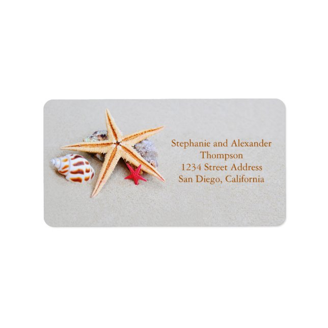 Beach Theme Starfish and Seashell Address Label (Front)