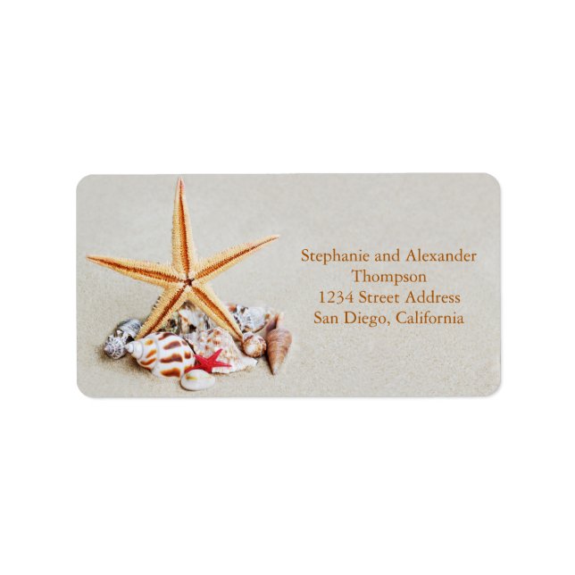 Beach Theme Starfish and Seashell Address Label (Front)