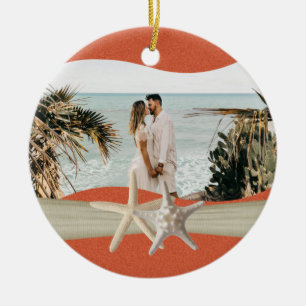 Beach Theme Starfish Photo Ceramic Ornament