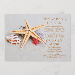 Beach Theme Starfish Seashell Rehearsal Dinner Invitation