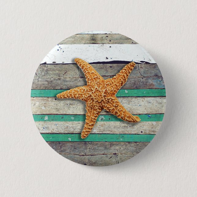 Beach Theme Starfish Wedding Rustic 2 Inch Round Button (Front)