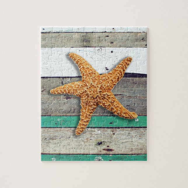 Beach Theme Starfish Wedding Rustic Jigsaw Puzzle (Vertical)