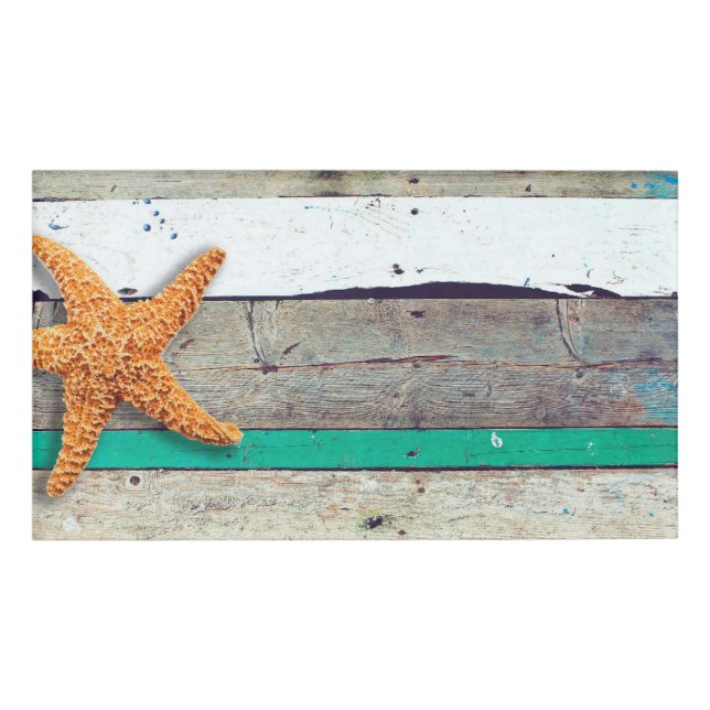 Beach Theme Starfish Wedding Rustic Name Tag (Front)