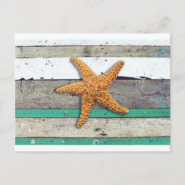 Beach Theme Starfish Wedding Rustic Postcard (Front)