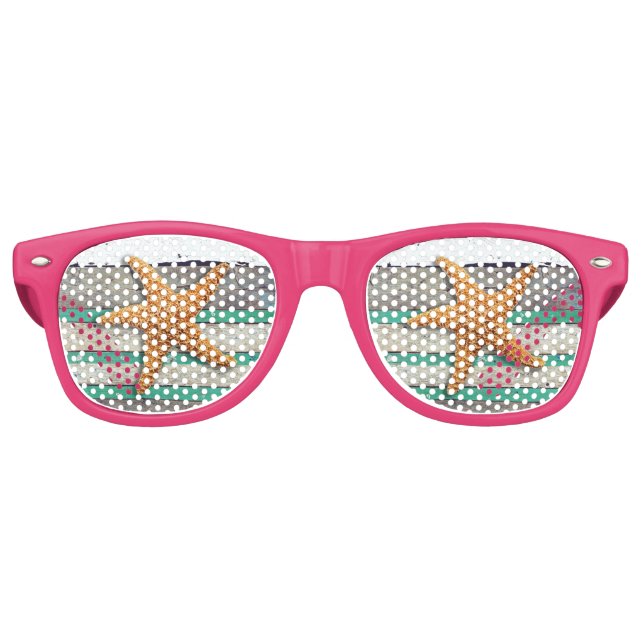 Beach Theme Starfish Wedding Rustic Retro Sunglasses (Front)