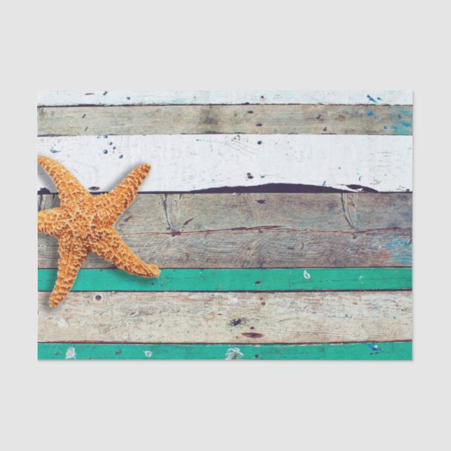 Beach Theme Starfish Wedding Rustic Tissue Paper (Front)
