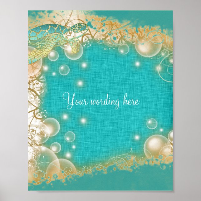 Beach theme turtle wedding 8 x 10 poster (Front)