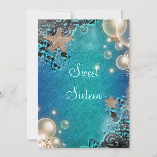 Beach theme wedding birthday party invitation (Front)