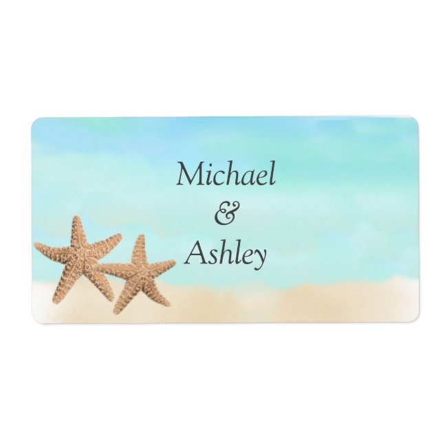 Beach Theme Wedding Favour Labels (Front)