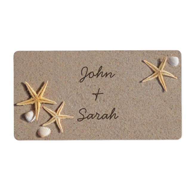 Beach Theme Wedding Favour Labels (Front)