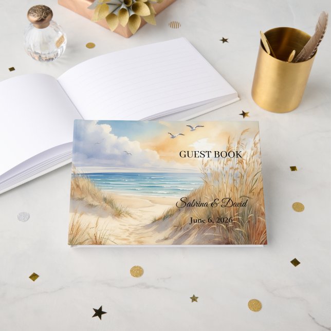 Beach Theme Wedding Guest Book (Front Open)
