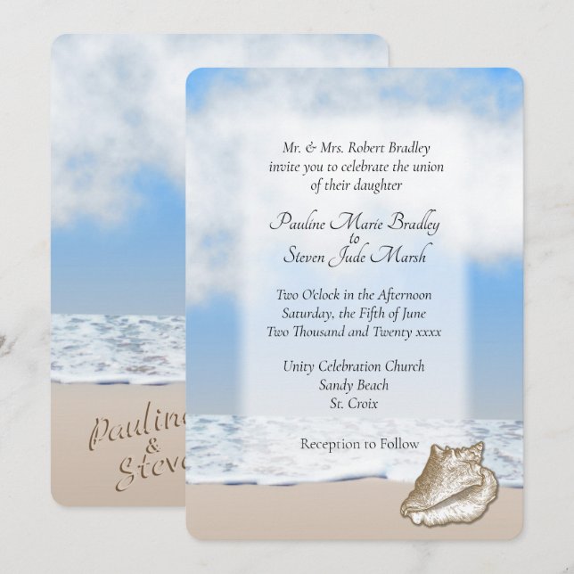 Beach Theme Wedding Invitation (Front/Back)