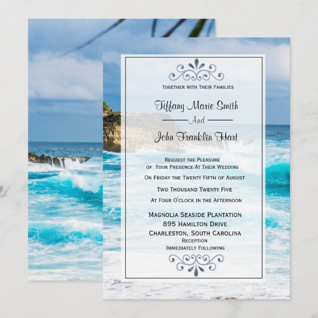 Beach Theme Wedding Invitation (Front/Back)