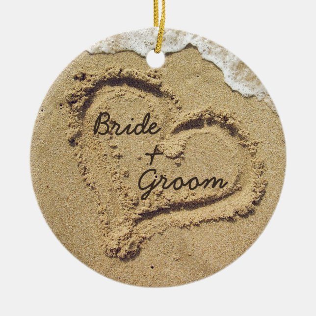 Beach Theme Wedding Ornament (Front)