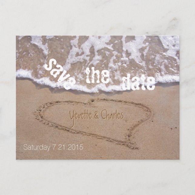 Beach Theme Wedding Save The Date Postcard (Front)