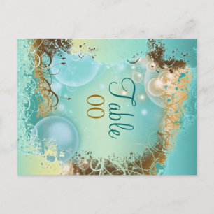 Beach theme wedding "table number" aqua postcard