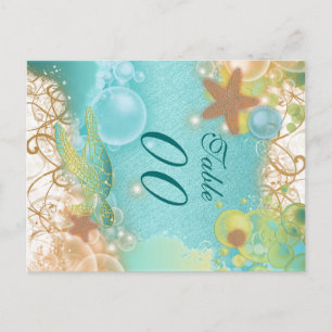 Beach theme wedding "table number" postcard