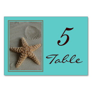 Beach Theme Wedding Table Numbers Cards
