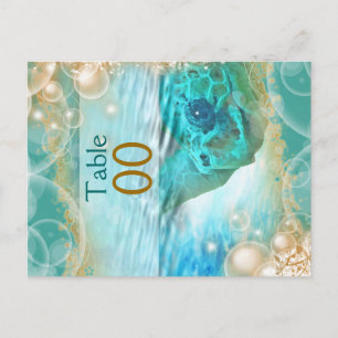 Beach theme wedding turtle "table number" postcard