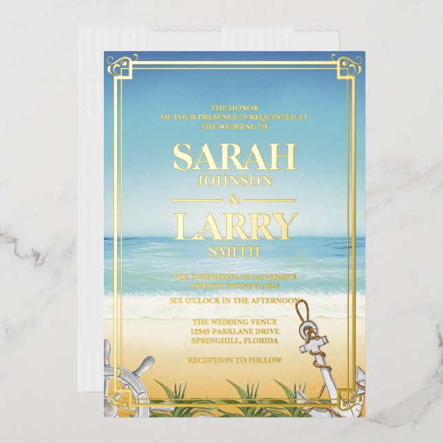 Beach themed and Elegant Gold Traditional Wedding  (Envelope)