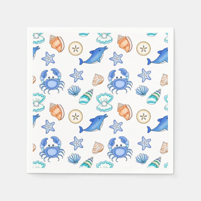 Beach Themed Baby Shower or Birthday Party Napkin (Front)