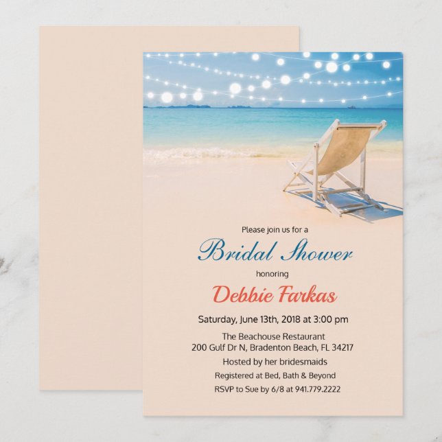 Beach Themed Bridal Shower Invitation (Front/Back)