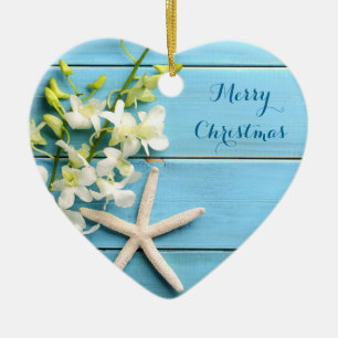 Beach Themed Christmas Ornaments Heart Starfish
