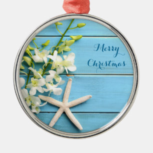 Beach Themed Christmas Ornaments Round Starfish
