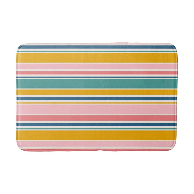 Beach Themed Colour Stripes Bath Mat (Front)