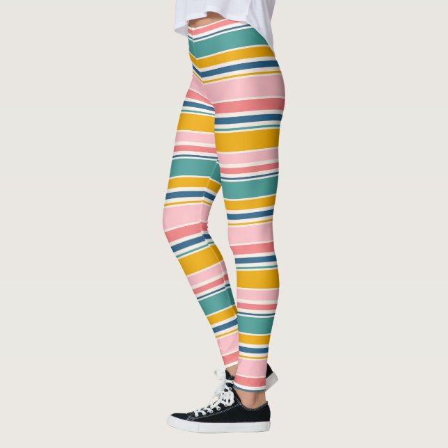 Beach Themed Colour Stripes Leggings (Left)