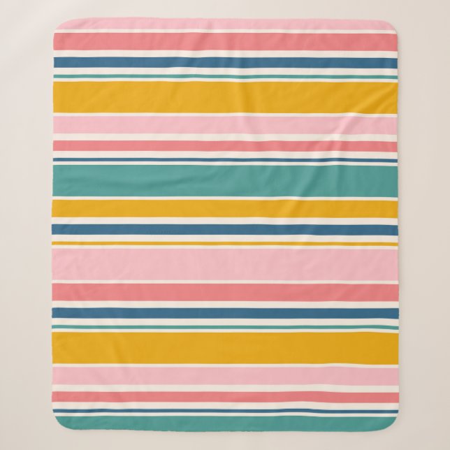 Beach Themed Colour Stripes Sherpa Blanket (Front)