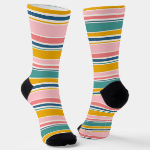 Beach Themed Colour Stripes Socks