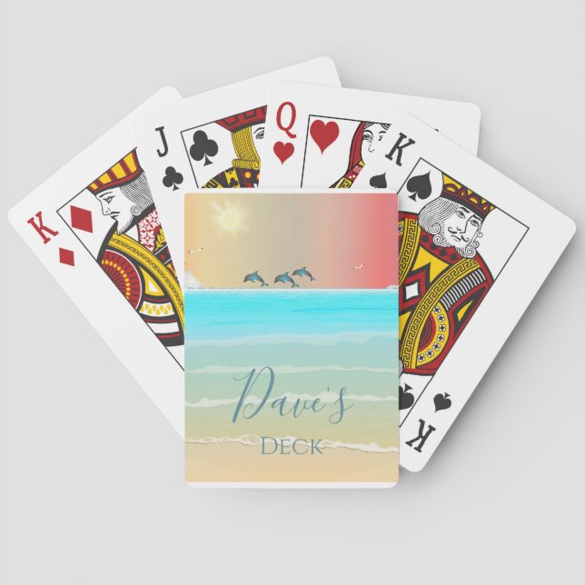 Beach Themed Dolphins Playing Card Deck Custom (Back)