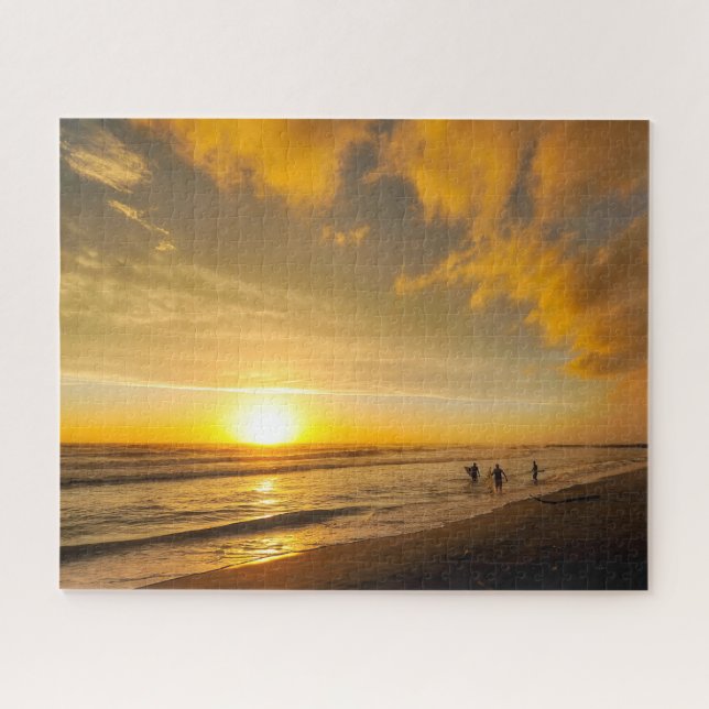 Beach Themed Jigsaw Puzzle with Surfers Sunset (Horizontal)