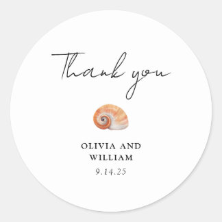 Beach themed modern minimalist wedding classic round sticker