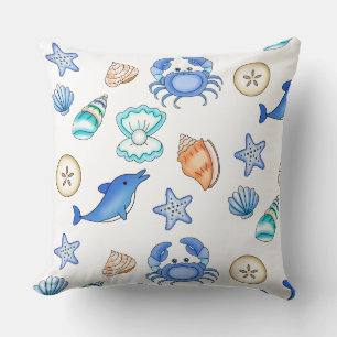 Beach Themed Oceanic Art Throw Pillow