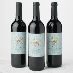 Beach Themed "Our Wedding Day"  Wine Label