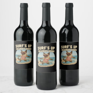 Beach themed party for Siamese Cat lovers Wine Label
